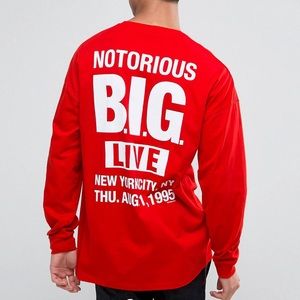 ASOS Biggie Smalls Oversized Long Sleeve Red sz M